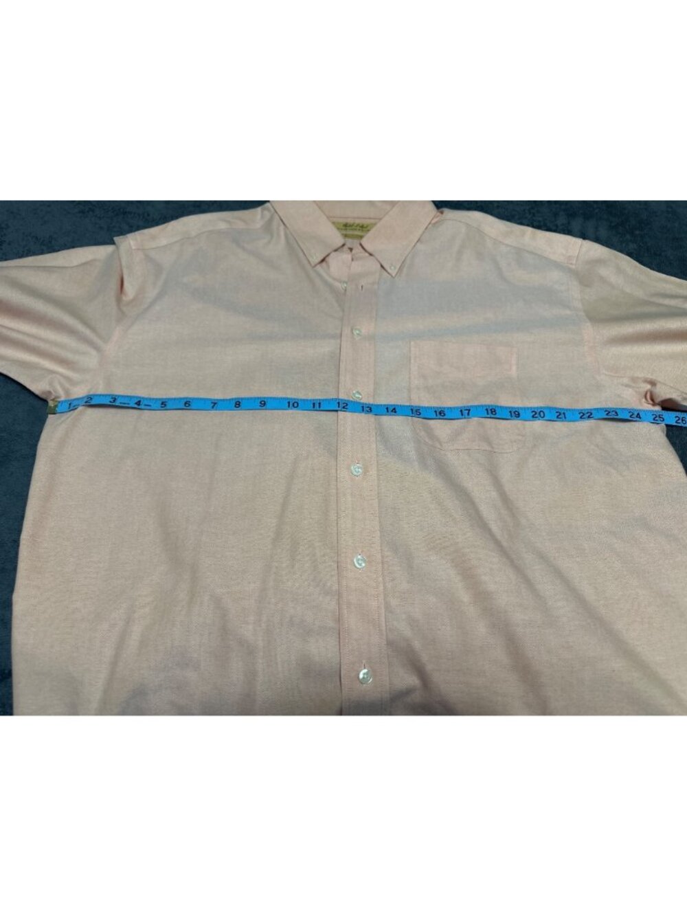 Roundtree & Yorke Gold Label Non-Iron Oxford Shirt 17/35 Long Sleeve Peach Cotto - Picture 6 of 8